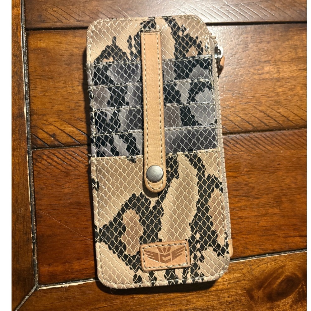 Consuela Margot Beige Gray Snakeskin Card Organizer Case